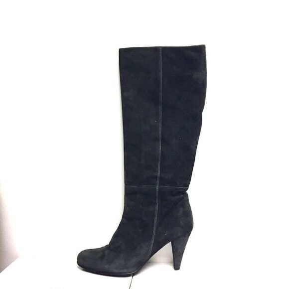 VERA Pells Suede Italian Knee High Heeled Boots Grey 38 - Picture 2 of 8